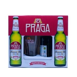 Набор Praga Premium Pils 0,5x3 бут. + бокал/ Премиум пилснер 0,5х3 бут.+бокал
