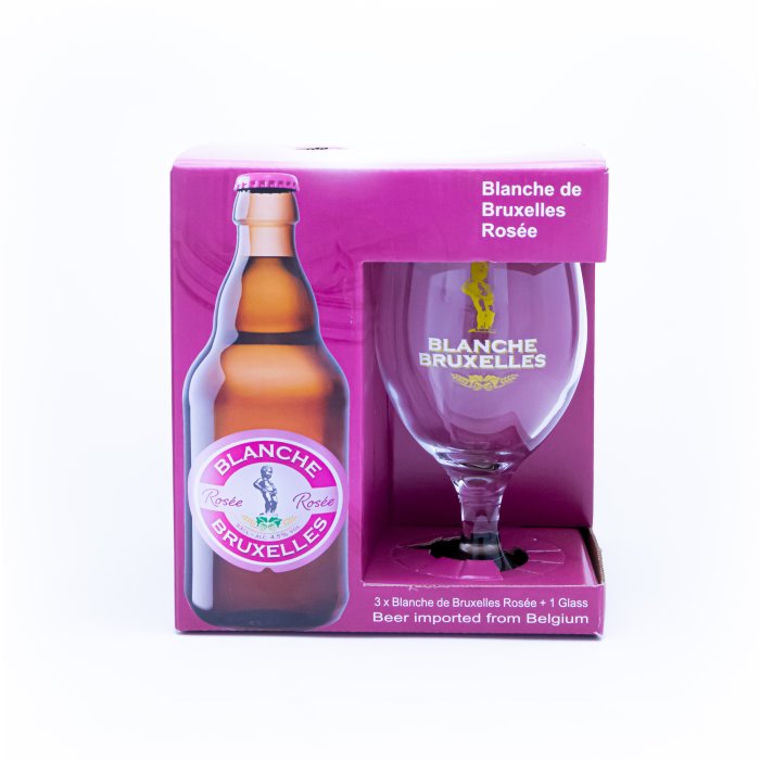 Набор Blanche De Bruxelles Rosеe 3 x 0,33 бут. + бокал/ Бланш Де Брюссель роз. 0,33x3 бут. + бокал